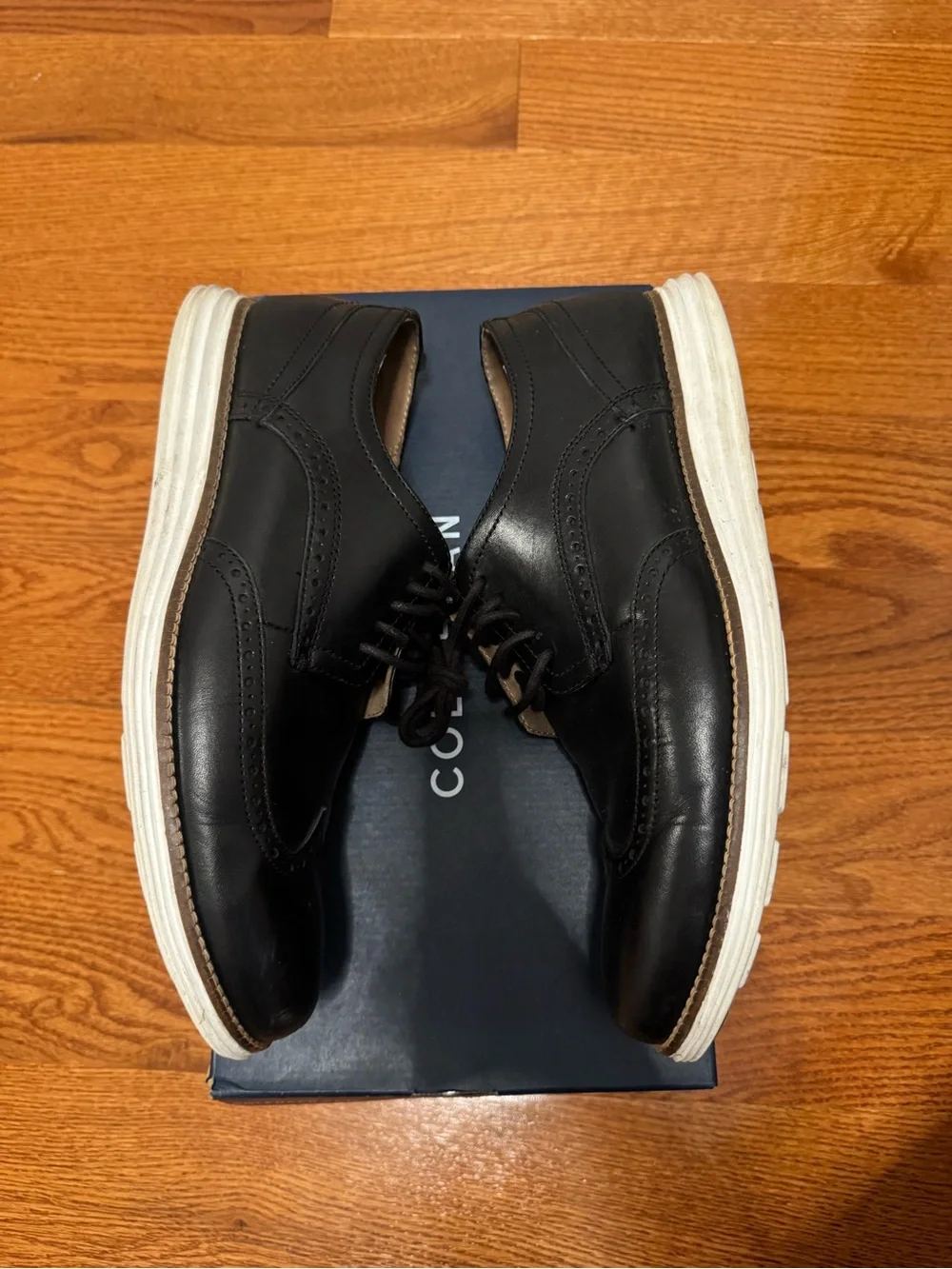 Cole Haan Black Leather Wingtip Oxfords